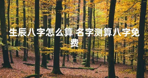 生辰八字怎么算 名字测算八字免费